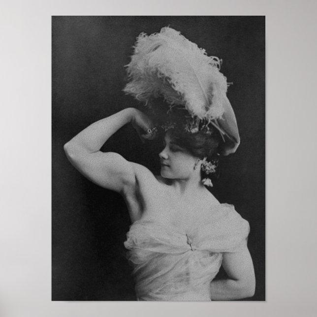 Vintage Strongwoman Charmion Flexing - 1897 Poster (Front)