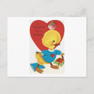 Vintage Student Bird Valentine For Teacher Holiday Postcard