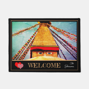 Vintage Stupa - Boudhanath, Kathmandu, Nepal Doormat