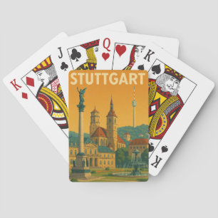 Vintage Stuttgart Germany Landmarks Playing Cards