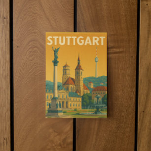 Vintage Stuttgart Germany Landmarks Postcard