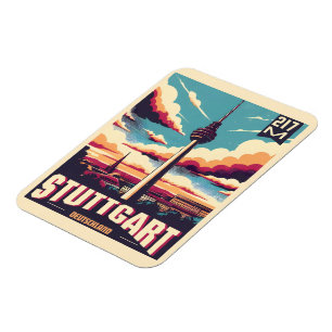 Vintage Stuttgart TV Tower Fernsehturm german gift Magnet
