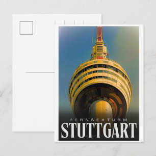Vintage Stuttgart TV Tower Fernsehturm german gift Postcard