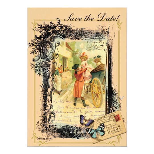 Vintage Style 18th Century Couple Save the Date Card