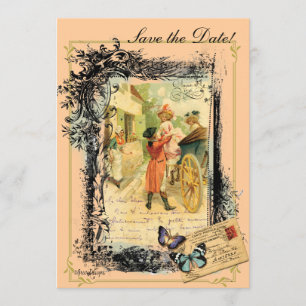 Vintage Style 18th Century Couple Save the Date Invitation