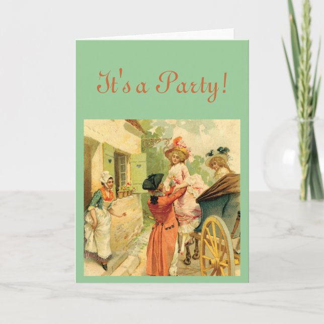 Vintage Style 18th Century Party Invitation Card (Front)