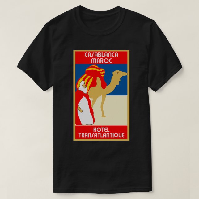 Vintage style 1920s Casablanca travel advertising T-Shirt (Design Front)