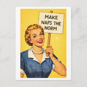Vintage-Style 1950s "Make Naps the Norm" Housewife Postcard