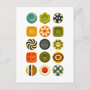Vintage-Style 1960s Buttons Postcard