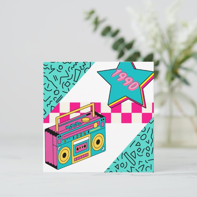 Vintage Style 1990 Stereo  Invitation (Standing Front)