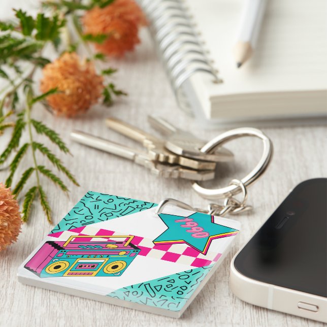 Vintage Style 1990 Stereo  Key Ring (Front Right)