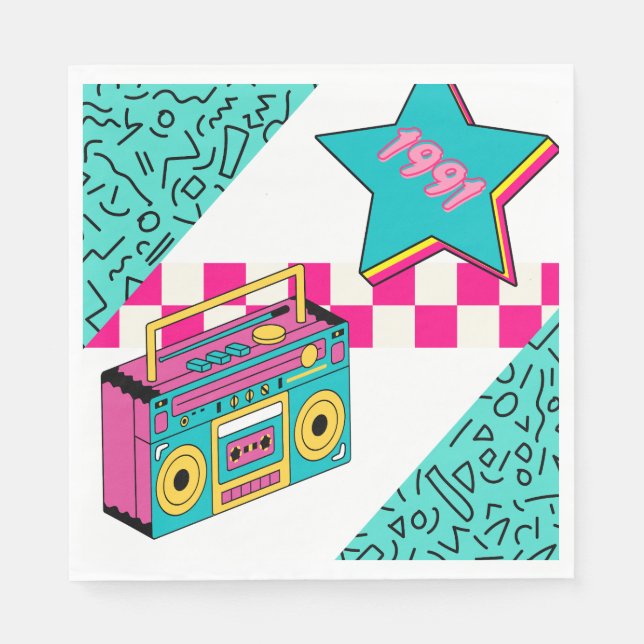 Vintage Style 1991 Stereo  Napkin (Front)