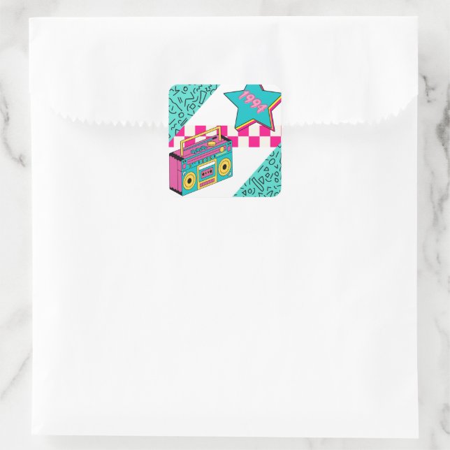 Vintage Style 1994 Stereo  Square Sticker (Bag)