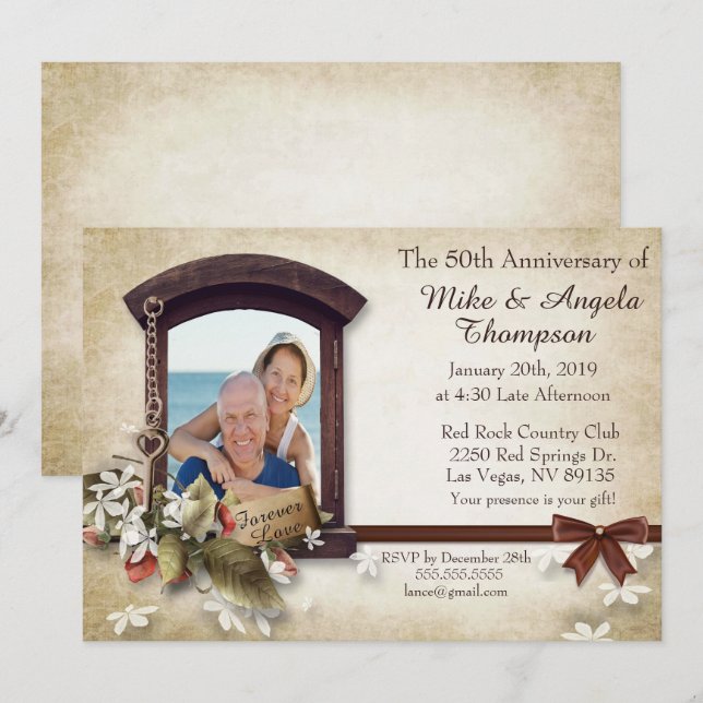 Vintage Style 50th Anniversary Invite (Front/Back)