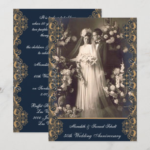 Vintage Style 50th Wedding Anniversary Invitation