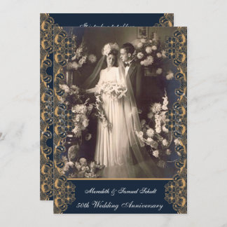 Vintage Style 50th Wedding Anniversary Invitation