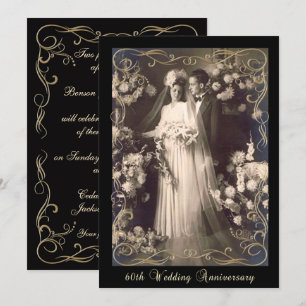 Vintage Style 60th Wedding Anniversary Invitation