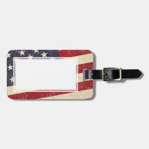 Vintage Style American Flag Grunge Look Luggage Tag