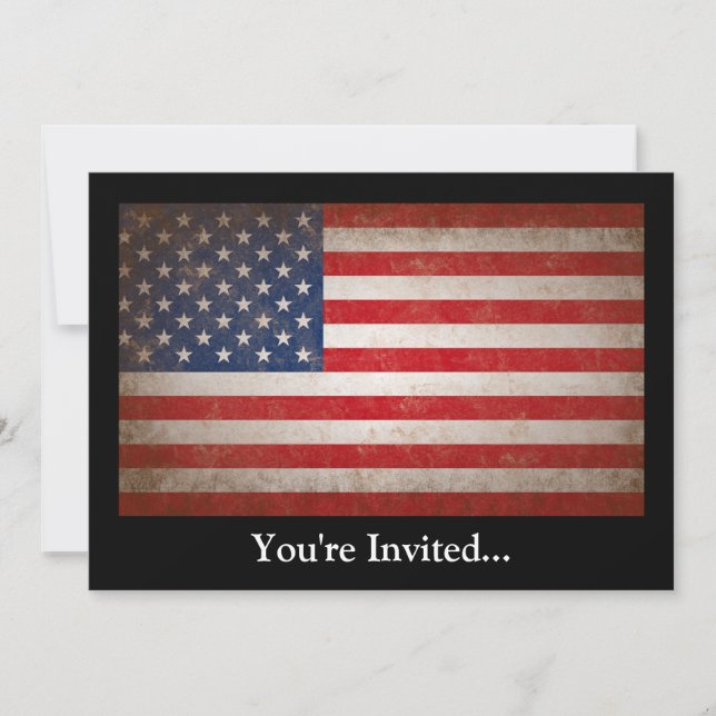 Vintage Style American Flag Patriotic Design Invitation (Front)