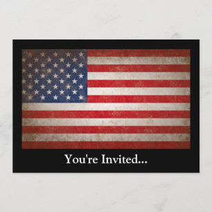 Vintage Style American Flag Patriotic Design Invitation