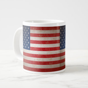 Vintage Style American Flag Patriotic Design Large Coffee Mug