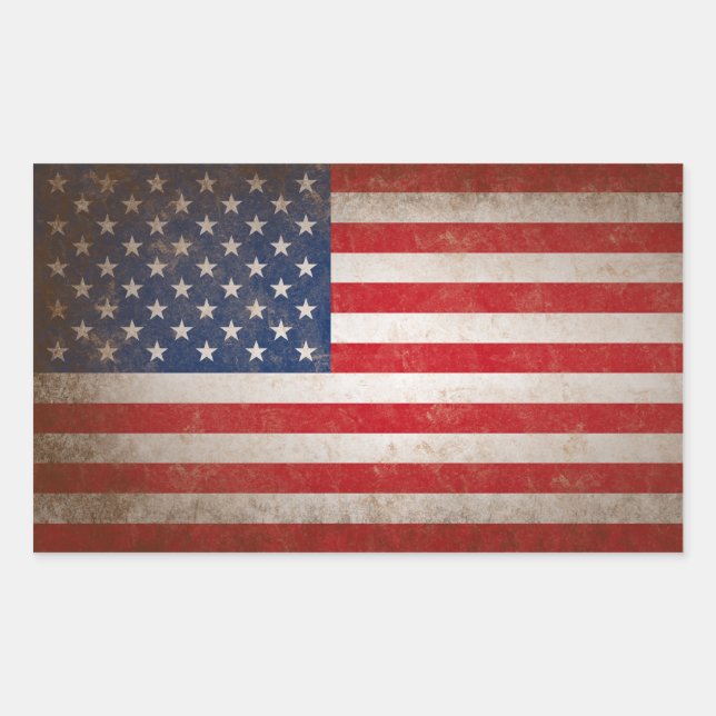 Vintage Style American Flag Patriotic Design Rectangular Sticker (Front)