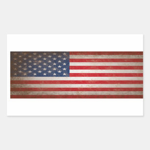 Vintage Style American Flag Patriotic Design Rectangular Sticker