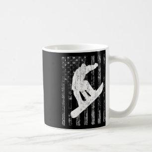 Vintage Style American Flag T Shirt Snowboarding S Coffee Mug