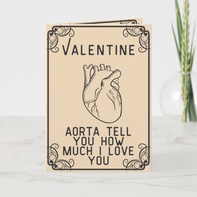 Vintage Style Anatomical Heart Funny Valentine Card (Front)
