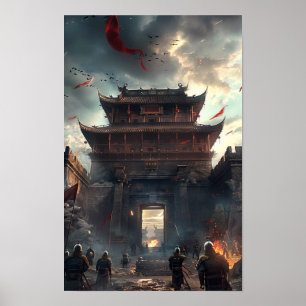 Vintage Style Ancient Chinese City Wall Poster