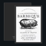 Vintage Style | Anniversary | BBQ Pig Roast Invitation<br><div class="desc">Celebrate your Anniversary party with these unique backyard barbecue invitations. It features a vintage style sketch of a hog surrounded by your unique event details in old vintage style writing. The red edge border and opposite side are complementary with a charcoal black colour. The invitations can be easily adjusted to...</div>