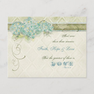Vintage Style Aqua Floral Hydrangea Swirl Damask RSVP Card