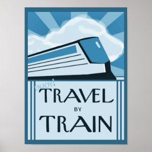 Vintage Style Art Deco Train Travel Poster Print