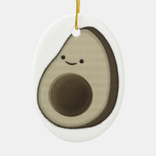 Vintage Style Avocado Drawing Ceramic Tree Decoration