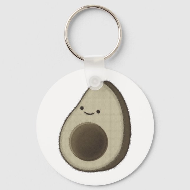 Vintage Style Avocado Drawing Key Ring (Front)