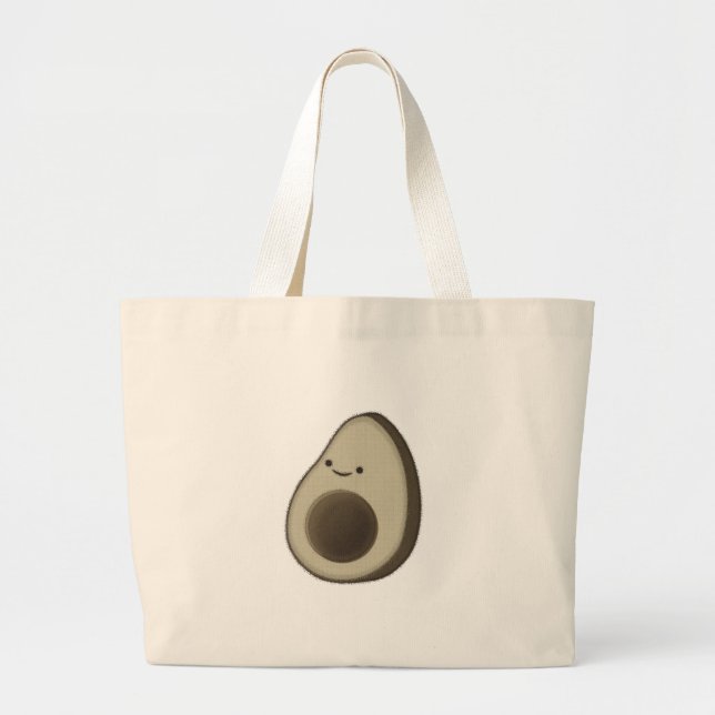 Vintage Style Avocado Drawing Large Tote Bag (Front)