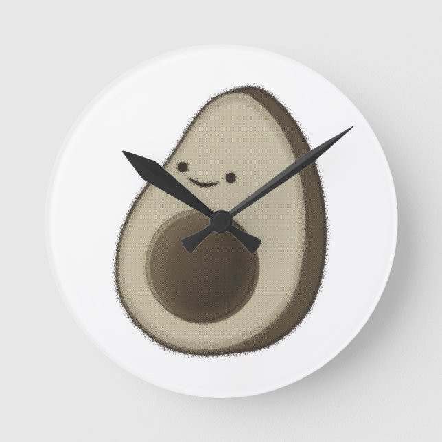 Vintage Style Avocado Drawing Round Clock (Front)