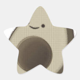 Vintage Style Avocado Drawing Star Sticker