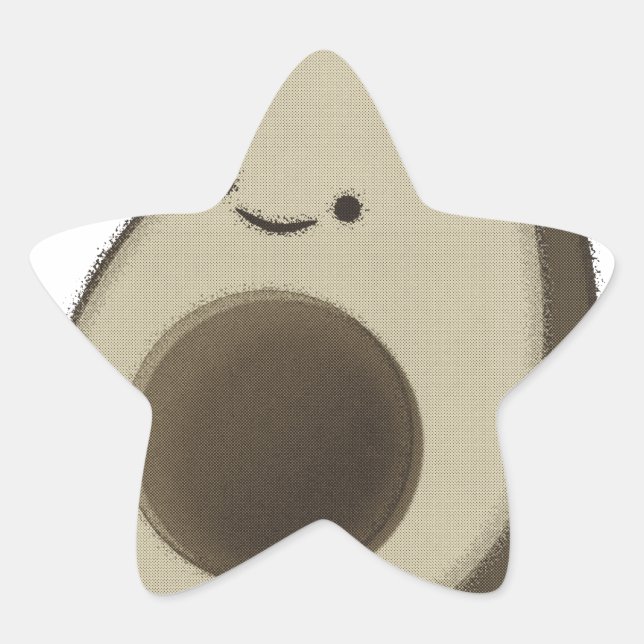 Vintage Style Avocado Drawing Star Sticker (Front)