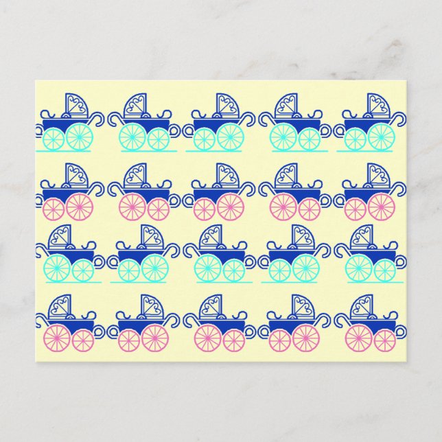 Vintage Style Baby Buggy Pattern Postcards PC (Front)