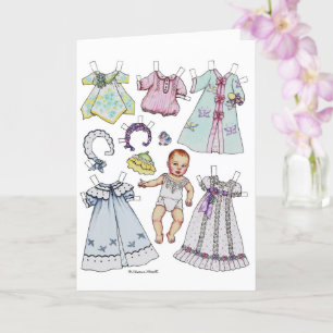 Vintage Style Baby Paper Doll Blank Note Card
