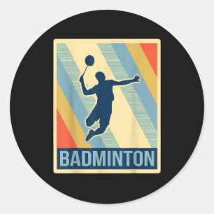 Vintage Style Badminton T Shirt Classic Round Sticker
