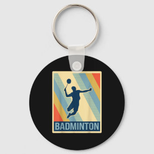 Vintage Style Badminton T Shirt Key Ring
