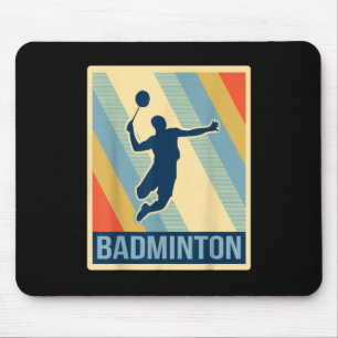 Vintage Style Badminton T Shirt Mouse Mat