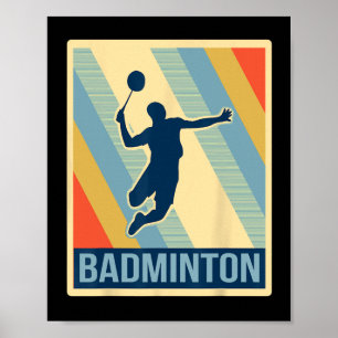 Vintage Style Badminton T Shirt  Poster