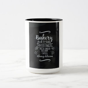 Vintage style Bakery Chalkboard poster Two-Tone Coffee Mug