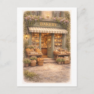 Vintage-Style Bakery Postcard
