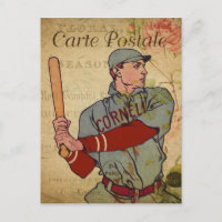 Vintage Style Baseball Player French Carte Postale