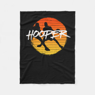 Vintage Style Basketball Hooper Sunset 1 Fleece Blanket