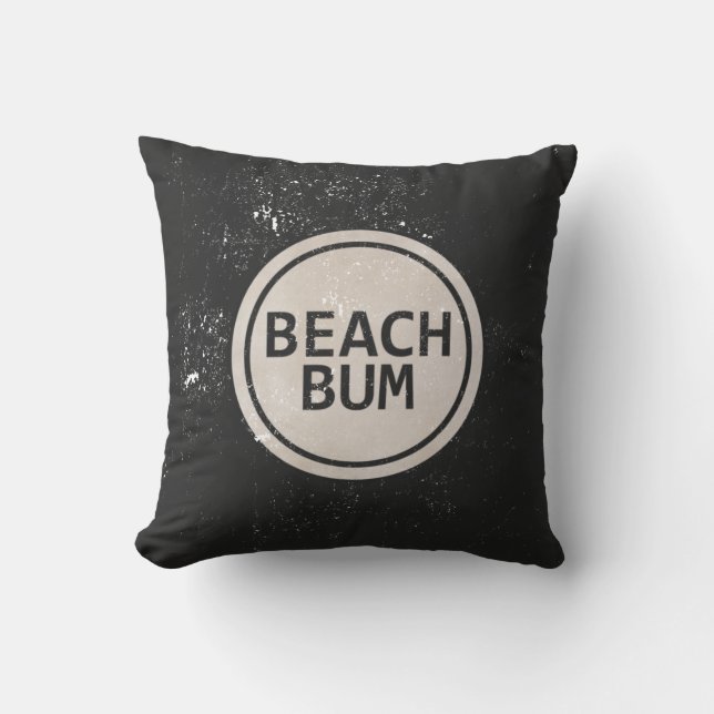 Vintage Style Beach Bum Beach Tag Pillow (Front)
